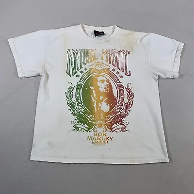 VINTAGE Bob Marley Shirt Mens Large White Zion Jamaica Reggae I Touch The Sky • $6.97