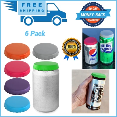 $12.99 • Buy Silicone Soda Can Lids 6 Pack – Shield Your Coke, Beer, And Pop Cans From Fli.
