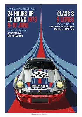 Porsche 911 Martini Racing Team Poster 13x19 Le Mans Grand Prix B2G1 Free • $15.75