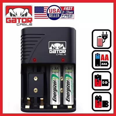 Universal Batteries Charger AA AAA 9V NiMH NiCD Rechargeable Batteries Plug-In • $8.99