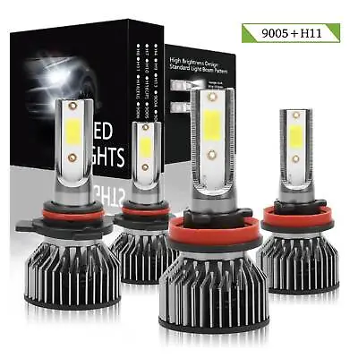 9005 H11 LED Headlights Kit Combo Bulbs 8000K High Low BEAM White Super Bright • $34.99
