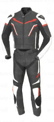 New Men's Grey Motorcycle Biker Racing Leather Two Piece Suit Safety Pads-1053 • $347.99
