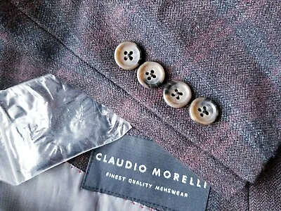 Nwot 48R Claudio Morelli Purple Plaid Check Wool Tweed Blazer Sport Coat Jacket • $134.96