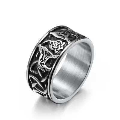 Retro Silver Viking Nordic Mythology Dire Wolf Ring For Man Punk Jewelrysize7-12 • $1.45