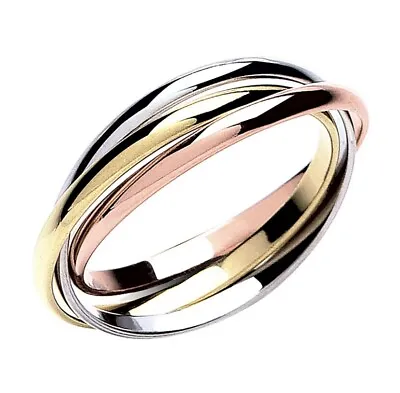 Solid 9ct Gold 2mm Tri-Colour Interlocking Russian Wedding Band/Ring Sizes D-Z • £169.99