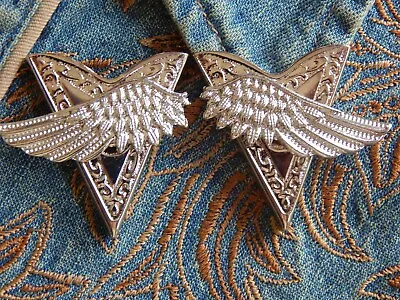 New  Angel Wings Pair Of Collar Tips Silver Colour Metal Wedding Ladies Men • £20.99