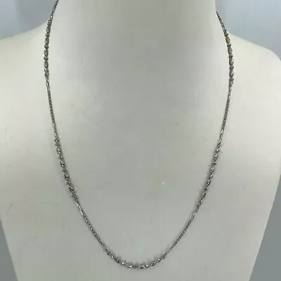 18K Solid White Gold Beads Chain 17  3.7 Grams • $330