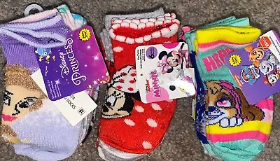 Girl’s Toddler Character Gripper Socks 6 Pack Princess Minnie & Paw Patrol • $11.25