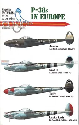 1/32 EagleCals #32188 P-38 Lightning In Europe • $24.99