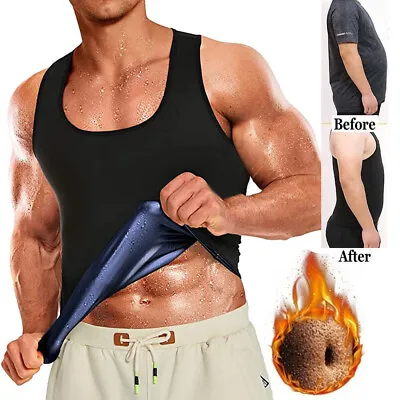 $9.99 • Buy Men Sauna Sweat Vest Fitness Gym Compression Tank Top Waist Trainer Body Shaper