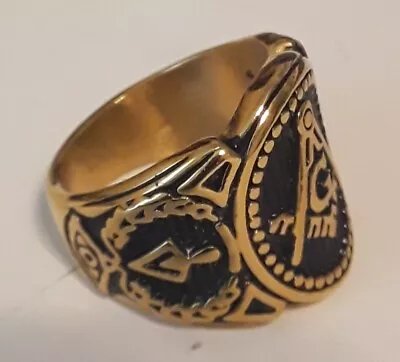 Masonic Gold Ring Size 11 Freemason Square Compass Master Mason Past Master • $9.99