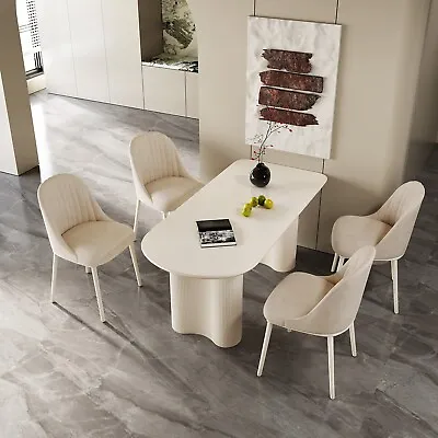 Guyii White Dining Table Set With 4 Chairs Save Space Table For Dining Room • $1219.20