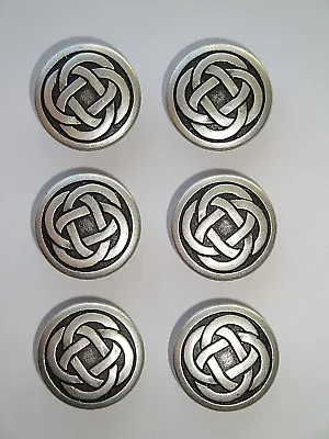 £3.89 • Buy Pack Of 6 Celtic Knot Metal Buttons - Silver Or Bronze - 15mm And 19mm Sizes