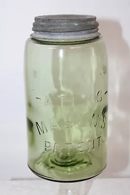 Light Green ATLAS MASON'S PATENT Quart Fruit Jar • $49.99