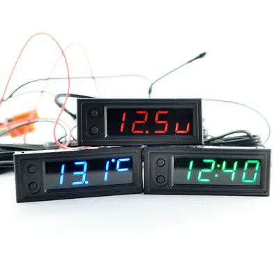 £12.59 • Buy 3 In 1 Car Digital Clock With Temperature Battery Voltage Display Car Accessory