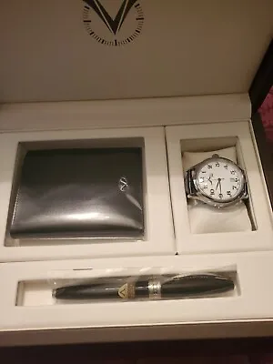 New Men`s Visconti Watch - Pen- Wallet Set In Original Box Never Worn • $500