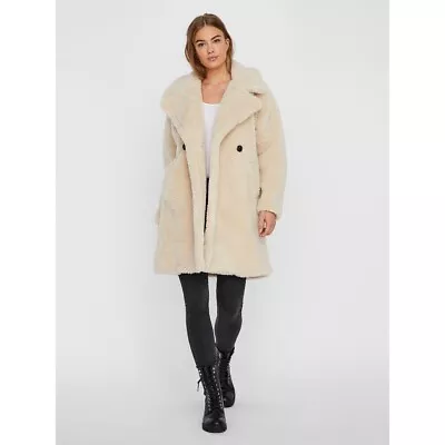 NEW Vero Moda Lynne Teddy COAT Jacket Oatmeal SIZE M • $68