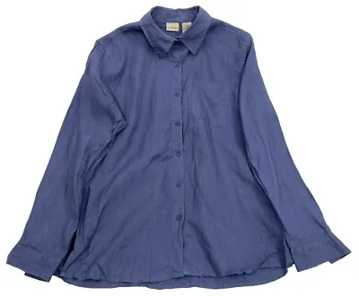 L.L. Bean Blue Linen Button Down Long Sleeve  Shirt Men's Medium M • $14.30
