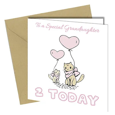 #1414 Special Grandaughter 2nd Birthday Cute Cats Birthday Card 2 Years Old  • £2.99