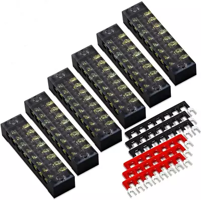 MILAPEAK Terminal Block And Strip - 12Pcs (6 Sets) 8 Positions Dual Row 600V 15A • $18.95