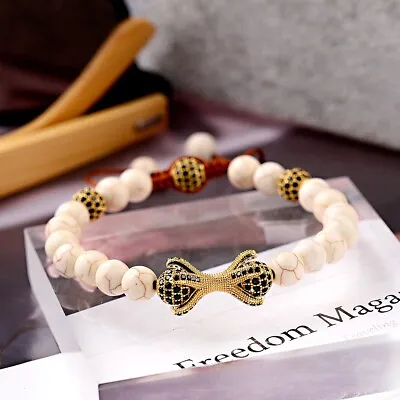 $5.84 • Buy Luxury Gold CZ Dragon Claw Bracelets Stone Beaded Fashion Jewelry For Men Women
