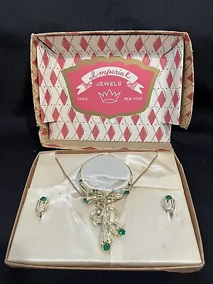 Vintage Jewelry Set Imperial Jewels Green Tulip Parure Dime Store Circa 1950s • $24