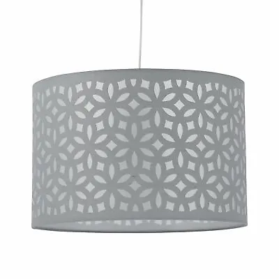 Modern Grey Laser Cut 25cm Easy Fit Ceiling Light Shade Pendant Lightshade • £13.99