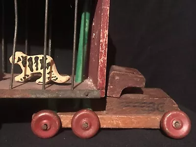 Antique Vintage Primitive Toy Wood Circus Truck With Giraffe Tiger AAFA • $64.99