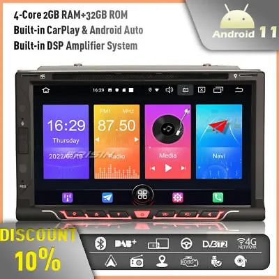 Android 11 64GB CarPlay Car Stereo GPS Double DIN Nissan GPS WiFi 4G DAB+ DVR CD • £135.98