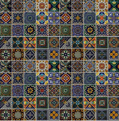 40 Pcs CERAMIC TILE 6X6 Assorted Patterns Handmade Mexican Talavera Mosaic Tiles • $99