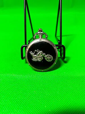 Silver And Black Motorcycle Pocket Watch • $12