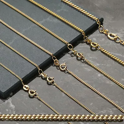 9ct Gold Plated On Sterling Silver 16 18 20 22 24 26 28 Inch Curb Chain • £11