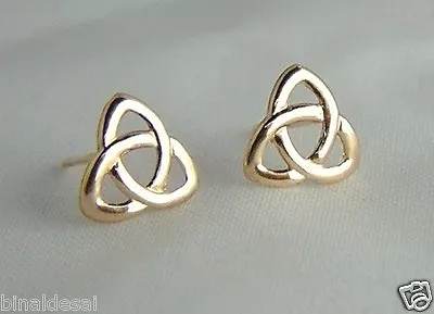 CLASSIC 9ct GOLD CELTIC KNOT STUDS EARRINGS Mums Mothers Anniversary B'day GIFT • £24.99