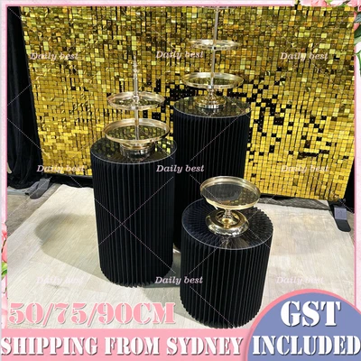 $80 • Buy Black Hard Carboard Round Ripple Plinth Stand Acrylic Top Wedding Party Encrypte
