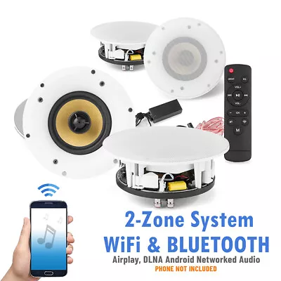 6.5  Multi Room Ceiling Speaker System 2 Zone WiFI Wireless Bluetooth Home Audio • £359