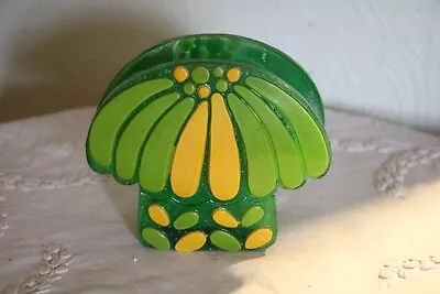 Vintage Mushroom Napkin Holder Plastic Green Yellow Kitchen Utensil Serveware • $10