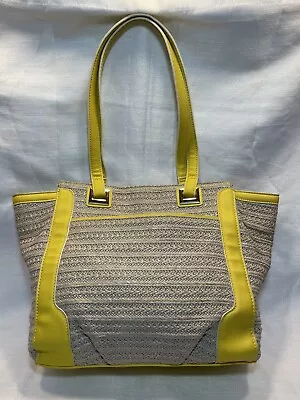Simply Vera Wang Handbag Woven Straw Shoulder Strap Yellow Tan Purse FREE SHIP! • $19.99