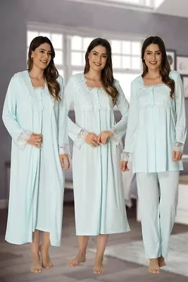 £82.10 • Buy LohusaHamile 2405 Maternity Pajamas Labor Nursing Delivery Hospital Gown Wt Robe