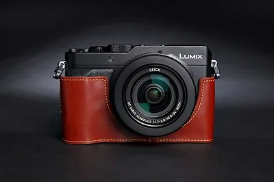 Handmade Genuine Real Leather Half Camera Case Bag Cover For Panasonic LX100 • £35.70