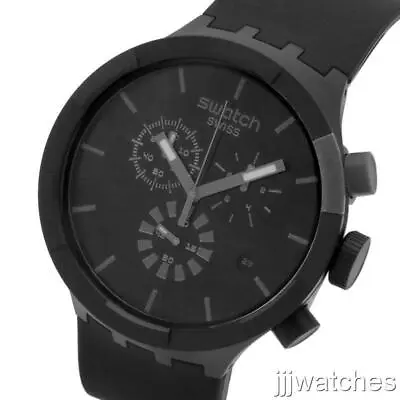 New Swiss Swatch Big Bold Chrono CHECKPOINT BLACK Men Watch 47mm SBO2B400 $160 • $124.80