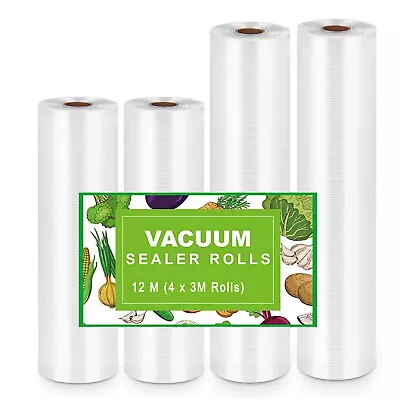 £12.09 • Buy 4 Rolls Vacuum VAC Sealer Textured Bags 20/28cm Sous Vide Food Saver Storage Bag