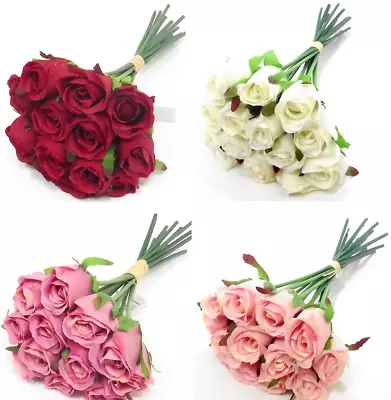 Artificial Rose Bouquet Bunch Spray Flower Floral Valentine Ivy Vine Wedding  • $12.62