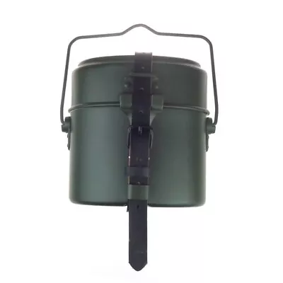 WW2 German M31 Mess Kit Tin With Leather Strap Green Field Gear Metal Box • $56.25