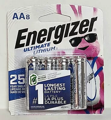 New Energizer Ultimate Lithium Batteries - AA 8 L91SBP8 25 Year Shelf Life • $16.95