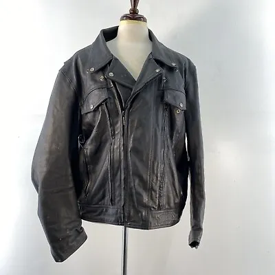 $74.96 • Buy Street And Steel Black Leather Moto Biker Motorcycle Jacket Mens Size 2XL