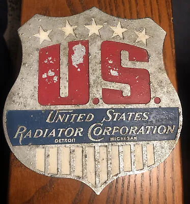$45 • Buy U.S. Radiator Corporation Metal Shield Ornament Nice Vintage Advertising