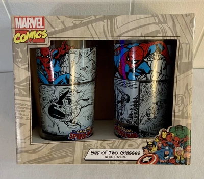 $18 • Buy Marvel Comics 16oz. Drinking Glasses | The Amazing Spider-Man | 2 | BRAND NEW