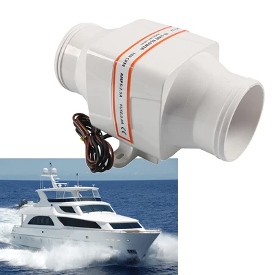 $38.81 • Buy 3 Inch 12V 130CFM 4 Blade White Marine Boat Bilge In-Line Air Blower White