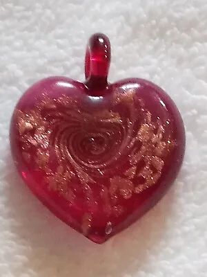 Italian Murano Glass Puffed Heart Pendant (Red)  • £10