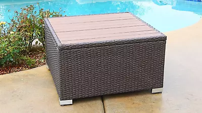 South Beach Coffee Table Square Outdoor Patio Furniture Wicker Resin Rattan • $339